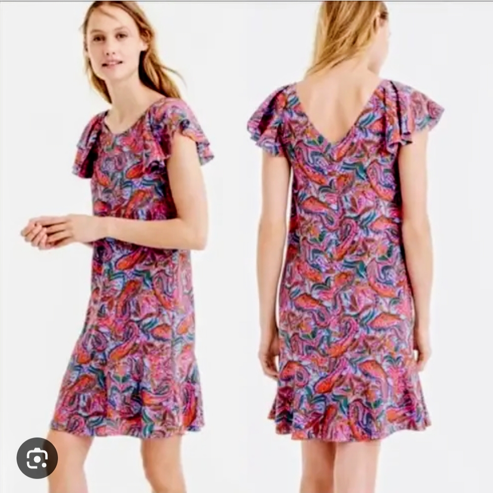 J. Crew Pink and Purple Ruffled Tiered Sundress